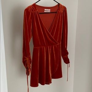 Velvet Romper in Orange